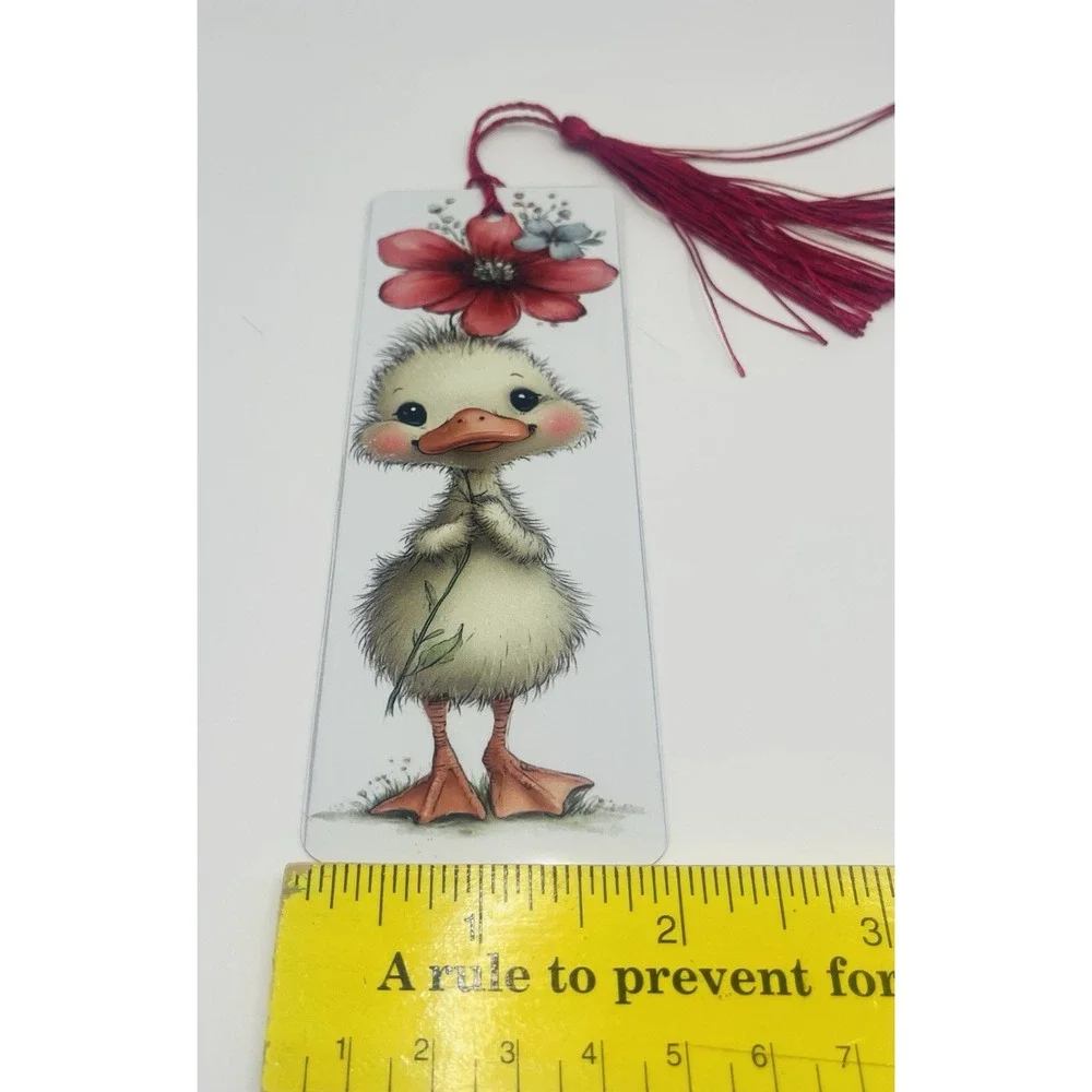 Cute Baby Duck Aluminum Bookmark With Tassel. 6X2